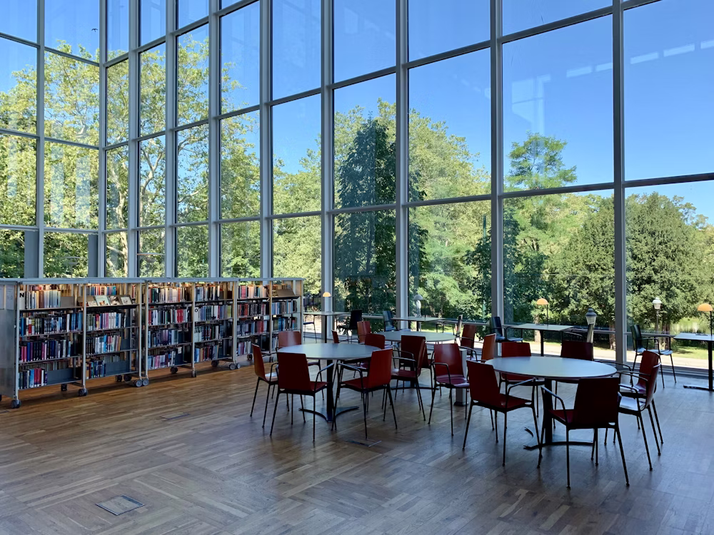 Modern university library campus study space
